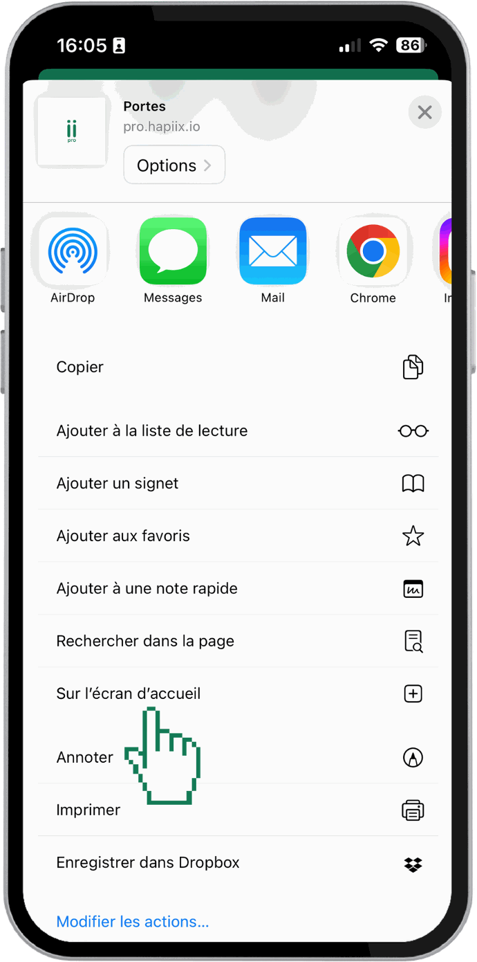 Écran d'accueil IOS 2